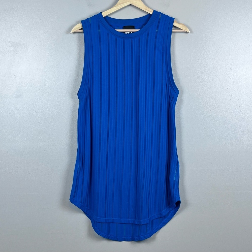 Ivy Park Women's Pointelle Knit Striped Sheer Tank Top Size L Athleisure, Casual